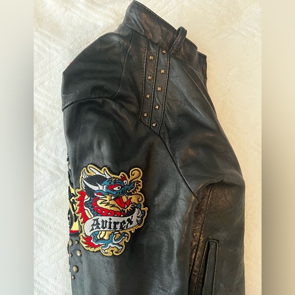 Vintage Ed Hardy Genuine Biker Leather Jacket. Christian Audigier. Size Small. - Picture 5 of 8